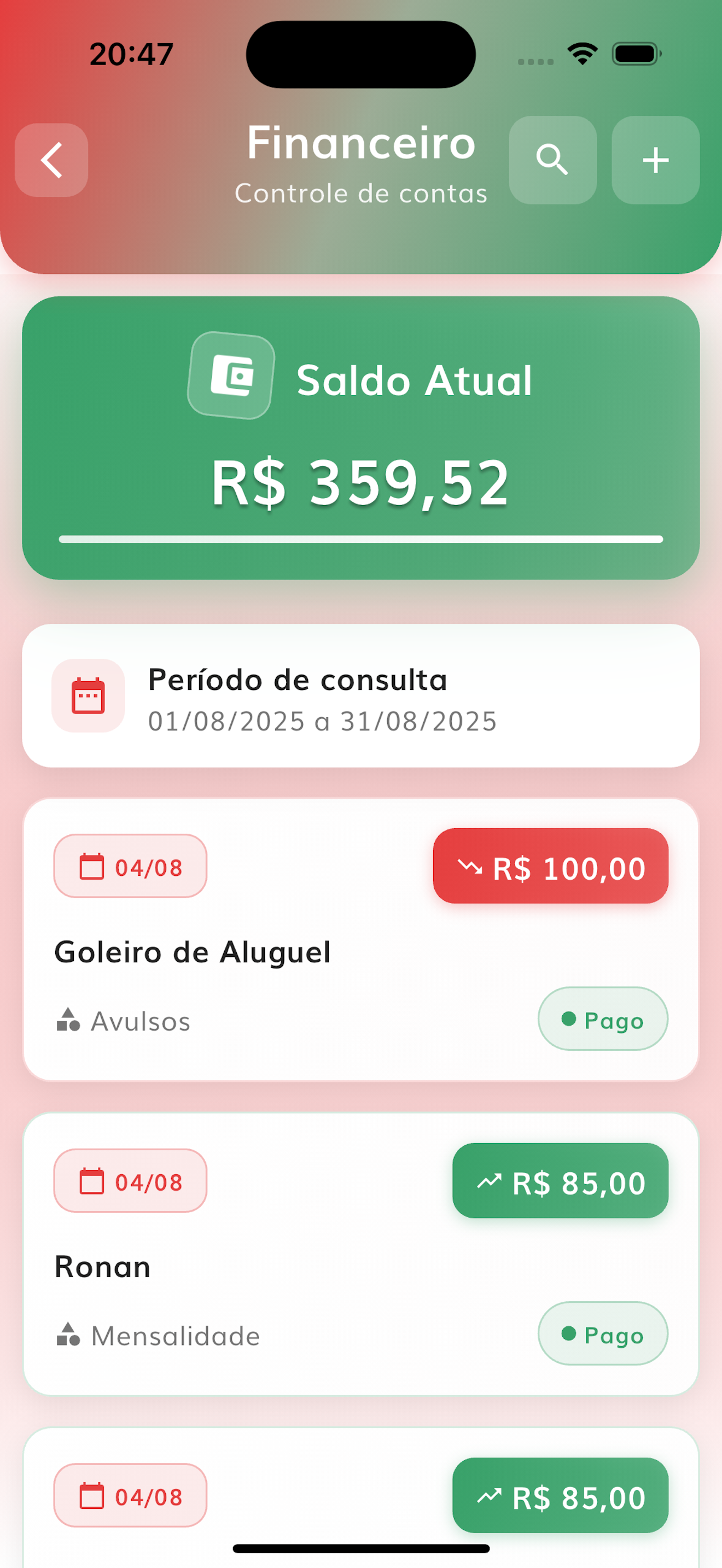 Interface de sorteio de times